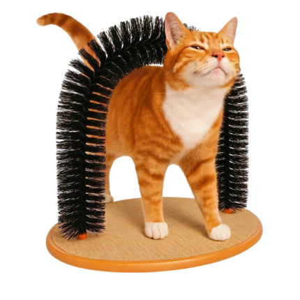 Massagebogen für Katzen zur selbstständigen Fellpflege und für Wohlbefinden mit integrierten Bürsten