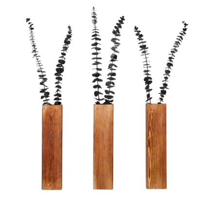 Wandtopf aus Holz mit rechteckigem Design für Trockenpflanzen und schlichte Wanddeko für drinnen