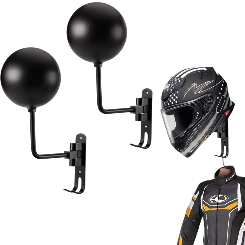 Motorradhelmhalter für die Wand mit Haken und 180°-Drehung