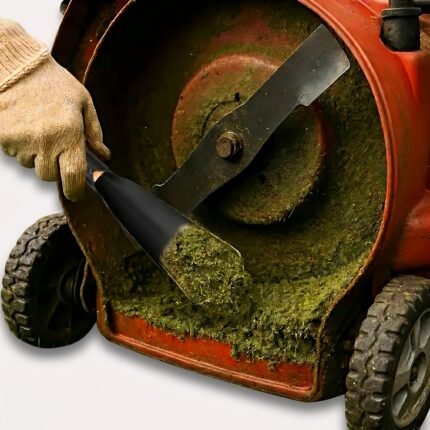 Lawn Mower Cleaning Scraper with Ergonomic Handle for Removing Grass Residue from the Cutting Deck