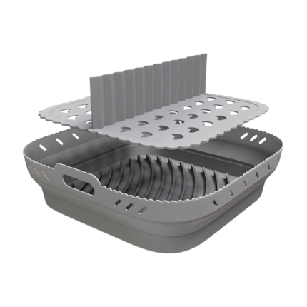 Square Silicone Air Fryer Liner with Removable Divider and Perforated Insert for Cooking Two Foods at Once