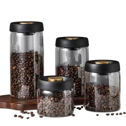 Vacuum Glass Jar with Lid for Coffee and Dry Goods – Multiple Sizes