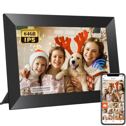 Digital Photo Frame 10.1” with Frameo App, WiFi and 32 GB – Black or White