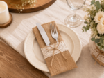 Besteckbeutel aus Jute mit Spitze und Schleife – 10 Stk. – Bild 2