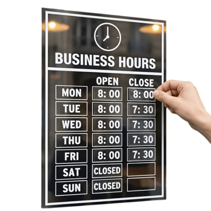 Window Stickers with Opening Hours for Shop – 2 Sheets
