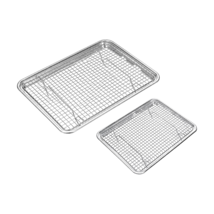 Baking Tray with Cooling Rack in Stainless Steel – 2 Pieces