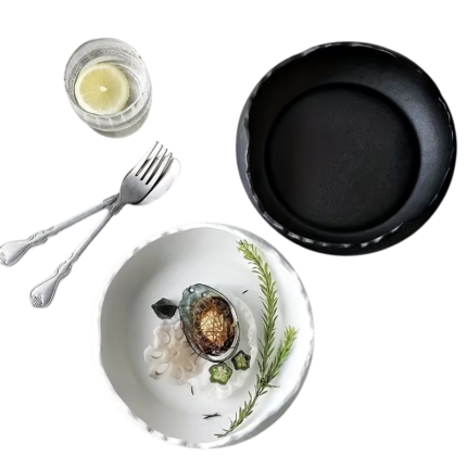 Ceramic Serving Bowl with Deep Shape and Organic Edge