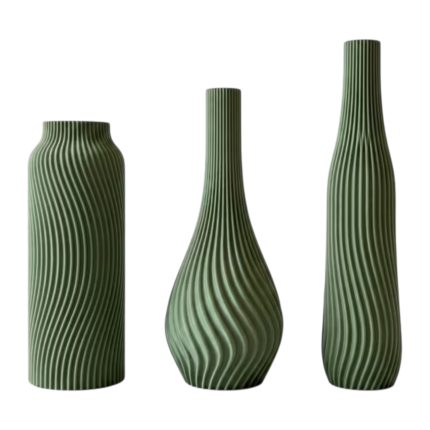 Decorative Vase Set with Spiral Structure – 3 Vases