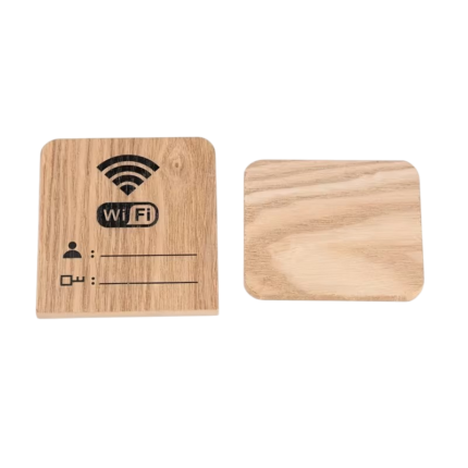 WiFi Sign in Wood with Stand for Password