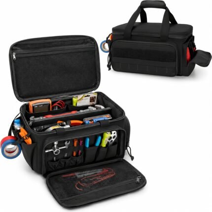 Robust Tool Bag with Large Main Compartment and Side Pockets