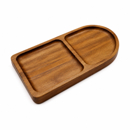 Serving Trays in Acacia Wood with 2 Compartments – 2 Pcs.