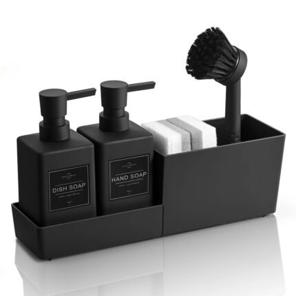 Soap Dispenser Set 4-in-1 with Sponge and Brush Holder