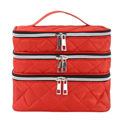 Large Makeup Bag with 3 Layers and Carry Handle