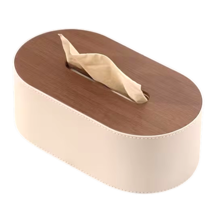 Napkin Box in Faux Leather with Organiser