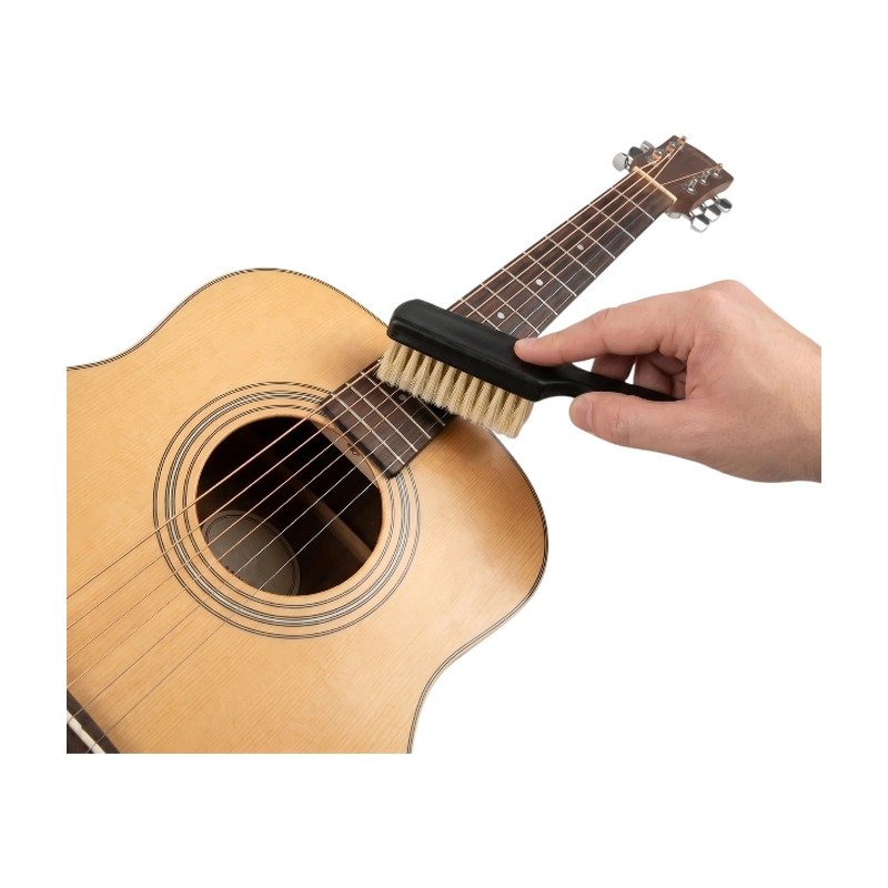 Gitarren-Reinigungsbürste für Staub zwischen den Saiten und schonende Reinigung des Griffbretts, Schwarz 1 Stk.