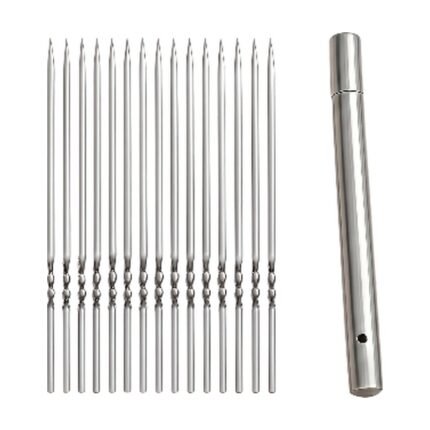 Stainless Steel Skewers with 15 Skewers and Practical Storage Tube for Grilling and Cooking