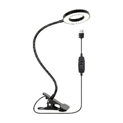 Reading Lamp with Clamp in Black with 3 Light Modes and Flexible Goose Neck for Bed and Table