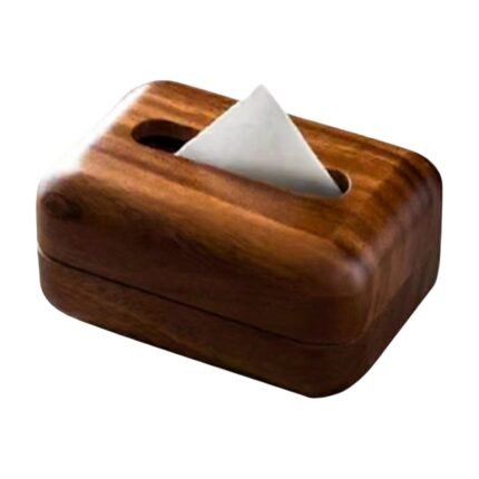 Napkin Box in Walnut Wood with Rounded Design and Top Opening for Easy Retrieval on the Table