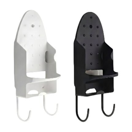 Wall-Mounted Ironing Board Holder in White and Black – Space-Saving and Sturdy Storage