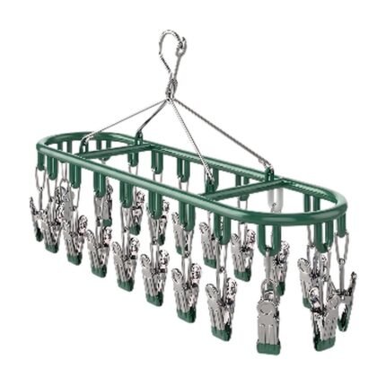 Windproof Sock Rack with 20 Clips in Stainless Steel for Clothes