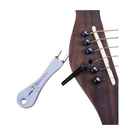 Guitar Bridge Pin Puller in Silver Metal for Removing Bridge Pins During String Changes on Acoustic Guitar