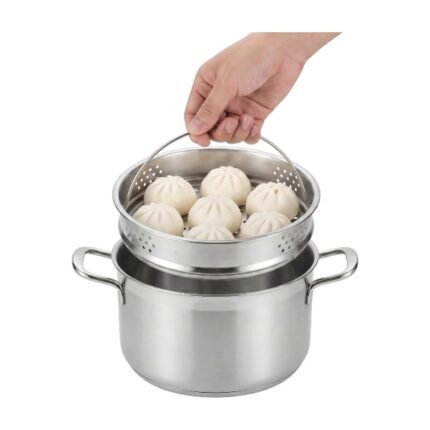Large Stainless Steel Sieve for Steaming and Draining in Pot for Vegetables, Buns and Dumplings