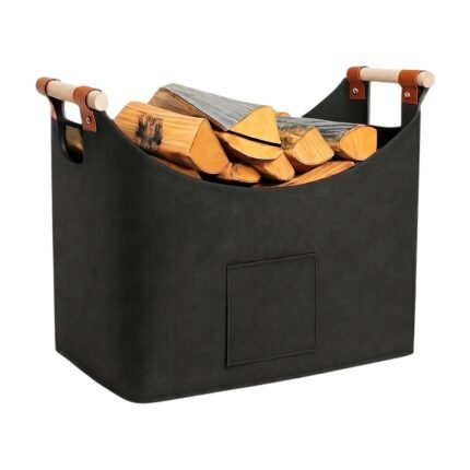 Felt Log Basket for Stylish Log Storage with Handles for Easy Indoor Transport