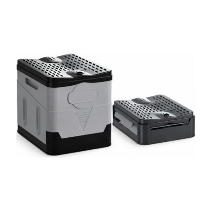 Portable Camping Toilet in Green, Grey and Black – Foldable Design with Lid for Camping and Travel