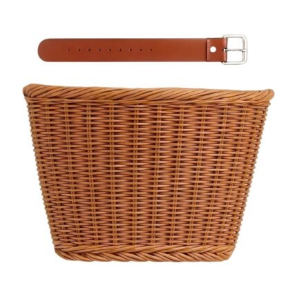 Rattan Bicycle Basket with Adjustable Straps for Mounting and Practical Storage on the Bike