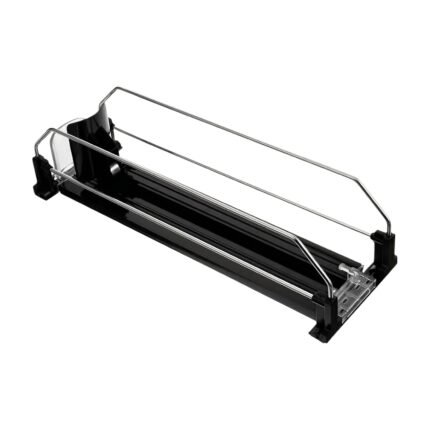 Can Organiser with Silver Wire Guides and Black Base for Neat Storage of Drink Cans in Fridge, Kitchen and Bar