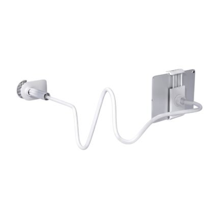 Adjustable Mobile Holder and Tablet Stand in White and Black with 360° Rotation and Flexible Arm for Bed and Sofa