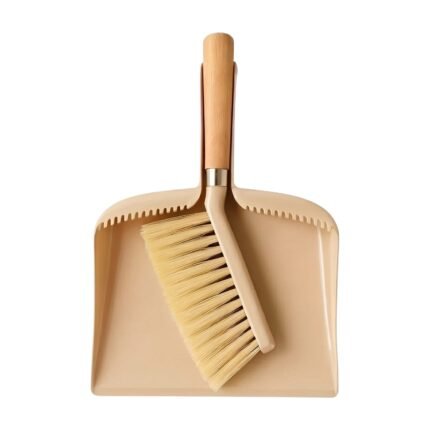 Compact Dustpan and Brush with Wooden Handle