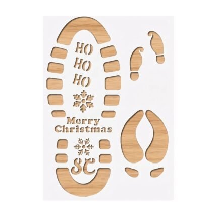 Reusable Christmas Stencil for Christmas Prints with Elf Footprints, Snowflakes and Christmas Text for the Home