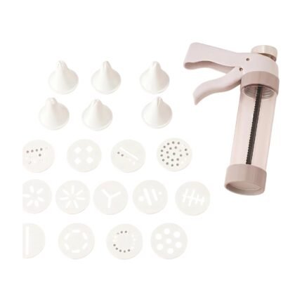 Cake Moulding Piping Gun for Uniform Baking and Decoration with Interchangeable Discs and Nozzles
