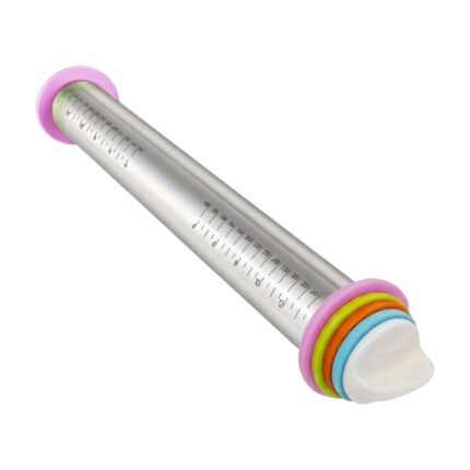Adjustable Rolling Pin in Stainless Steel with Measurement Markings and Uniform Rolling for Dough