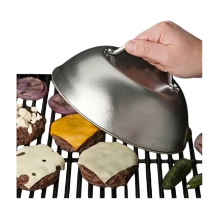Cheese Lid in Stainless Steel for Even Cheese Melting and Burger Steaming with Handle