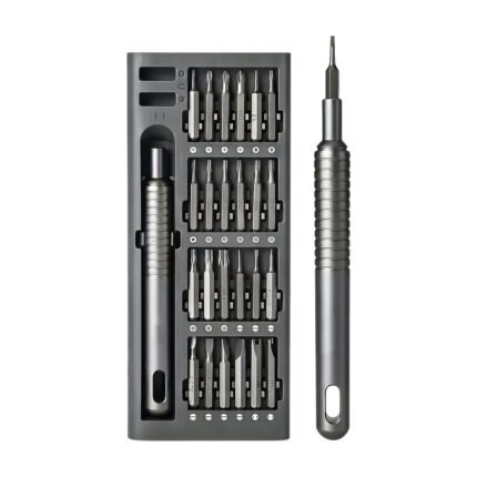 Precision Screwdriver Set Grey/Black with 24 Bits and Ergonomic Handle for Fine Mechanics