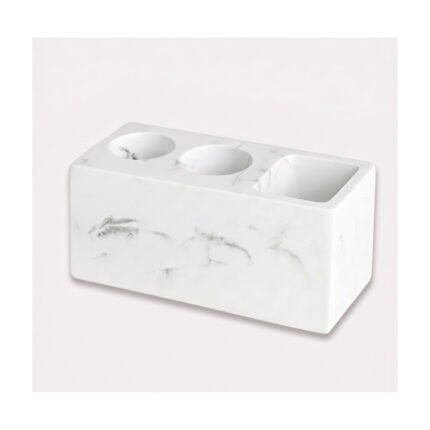 Marble Look Toothbrush Holder with Multiple Compartments and Organised Storage for the Bathroom