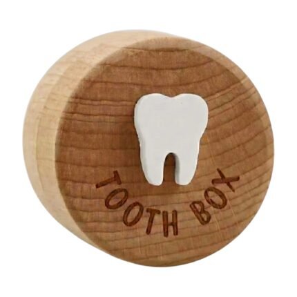 Tooth Box in Wood - Round Box with Lid for Decorative and Safe Storage of Children's Milk Teeth