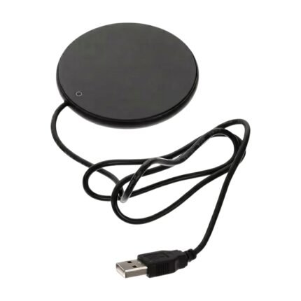 USB Cup Warmer for Desk with Round Heating Plate and USB Connection for Hot Drinks at Home and in the Office