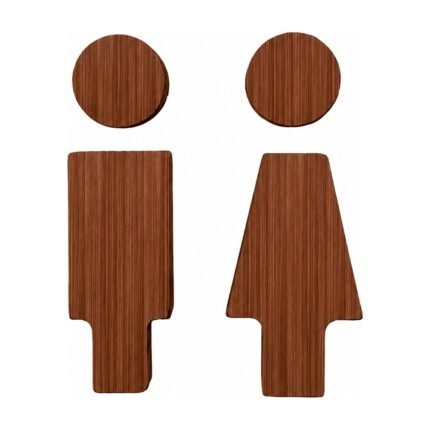 Wooden WC Sign with Clear Gender Indication and Sleek Design for Toilet Door, 17 Cm