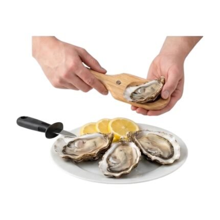Oyster Opener in Wood with Stabilising Holder for Safer and More Controlled Opening of Oysters