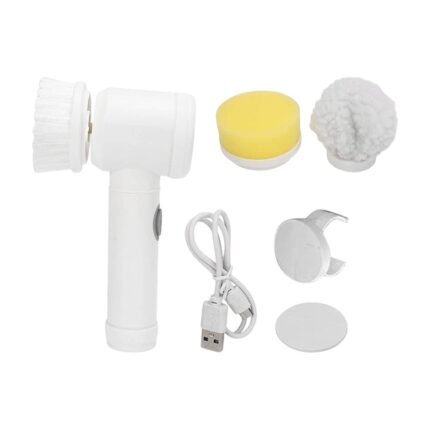 Electric Cleaning Brush with Interchangeable Heads and Handheld Design for Hard Surfaces