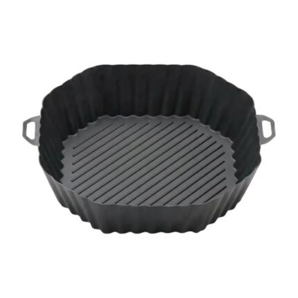 Octagonal Silicone Air Fryer Liner with Ribbed Base and Side Handles – Reusable Basket Insert