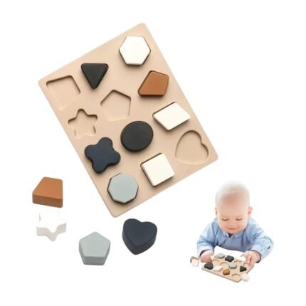 Montessori Knob Puzzle for Shape Recognition, Sorting and Fine Motor Play for Small Children