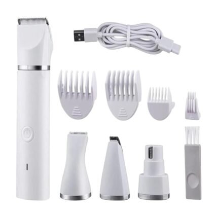 2-in-1 Pet Grooming Kit with Trimmer, Interchangeable Heads, Guide Combs and Nail Grinder for Dogs and Cats