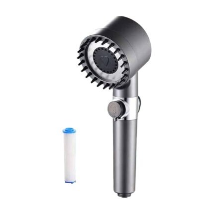 Shower Head with Replaceable Filter Cartridge for Handheld Use and Installation on Shower Hose in the Bathroom