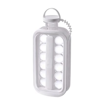 Ice Cube Tray in Bottle Shape with Lid and Handle for Compact Storage in the Freezer for Small Ice Cubes