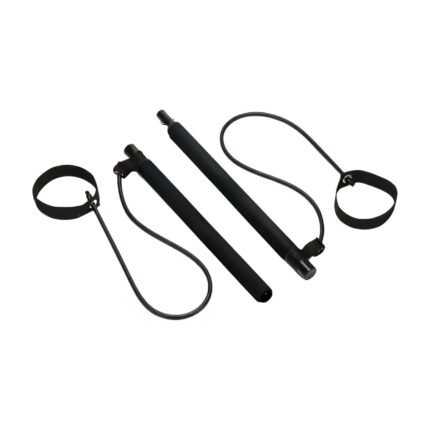 Pilates Bar with Elastic for Strength, Stability and Versatile Home Training with Foot Straps