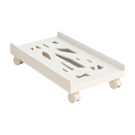Computer Holder with Wheels in White and Black for Easy Movement and Ventilation of Desktop PC